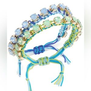 NWT On 34th Gold-Tone 2-Pc. Set Color Crystal Cord Slider Friendship Bracelets